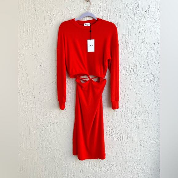 LNA Maaz sweater midi dress tomato red small new with tags - Picture 4 of 9